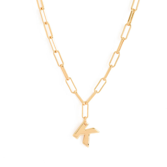 Gold initial k adjustable necklace