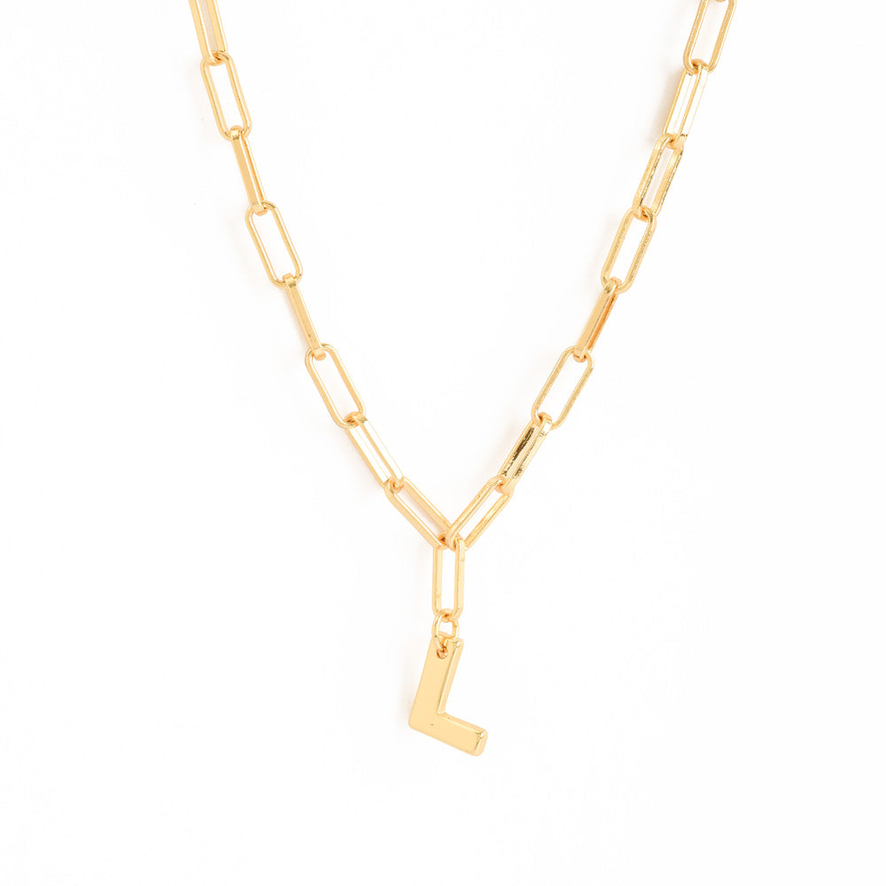 Gold initial l adjustable necklace