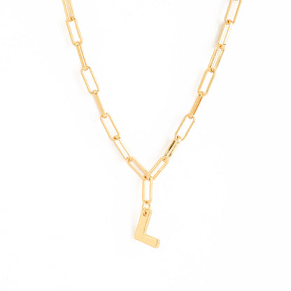 Gold initial l adjustable necklace