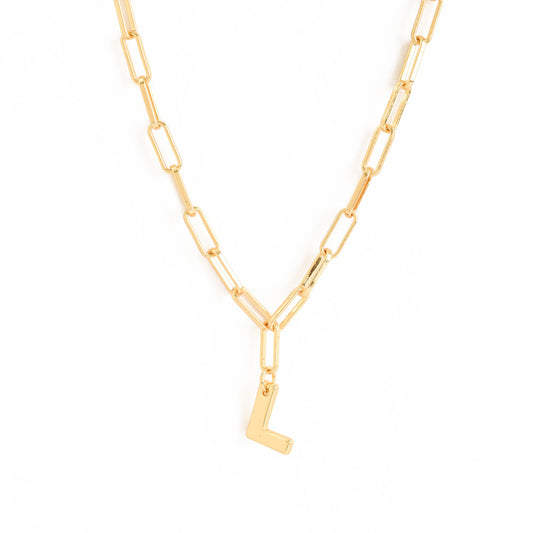 Gold initial l adjustable necklace