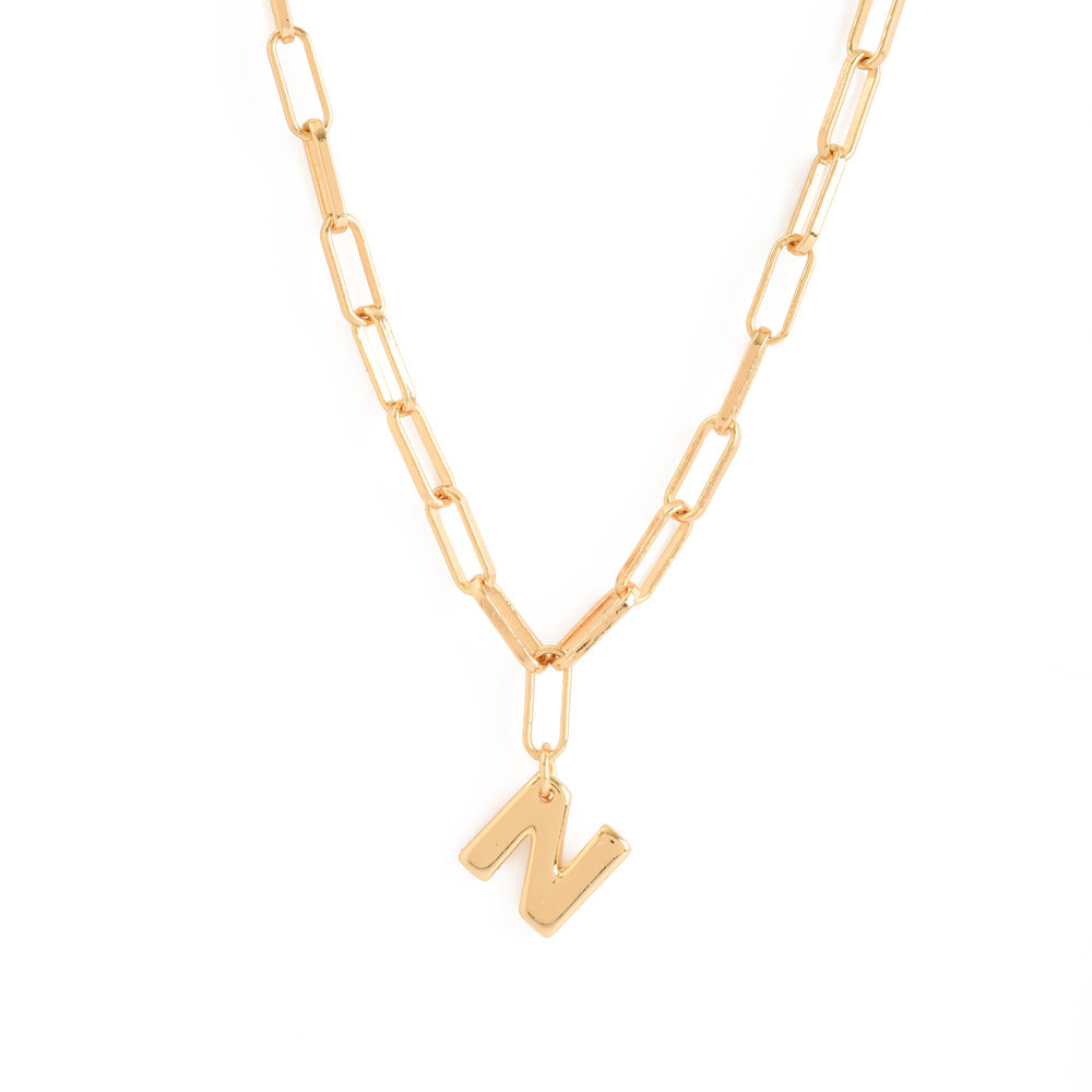 Gold initial n adjustable necklace