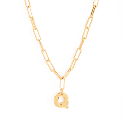 Gold initial q adjustable necklace