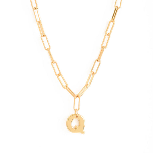 Gold initial q adjustable necklace