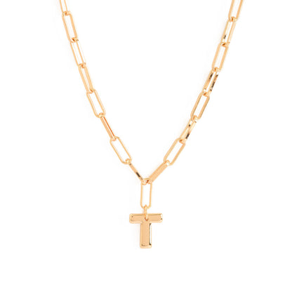 Gold initial t adjustable necklace