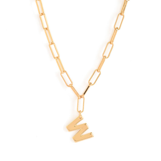 Gold initial w adjustable necklace