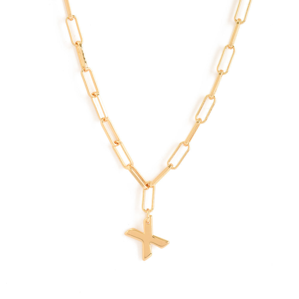 Gold initial x adjustable necklace