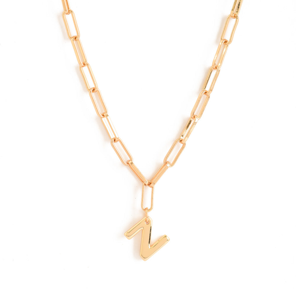 Gold initial z adjustable necklace