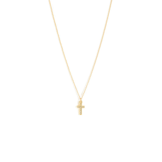 Gold cross pendant necklace