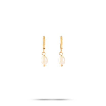 Hoops with golden pearl pendant