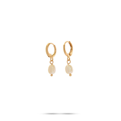 Hoops with golden pearl pendant