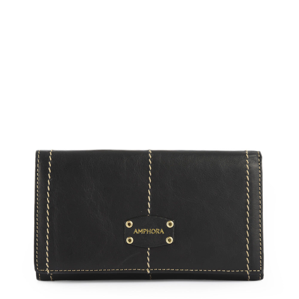 amphora le eyelet billetera cierre exterior negro