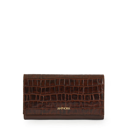 Crocco class dark brown checkbook with flap