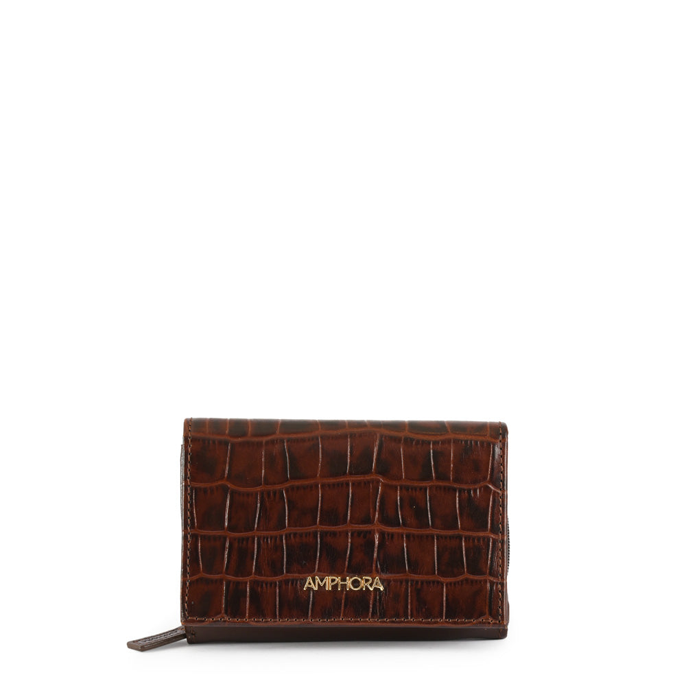 Small Crocco Class Dark Brown Exterior Zip Wallet