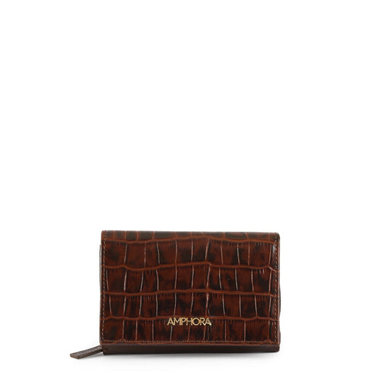 Small Crocco Class Dark Brown Exterior Zip Wallet