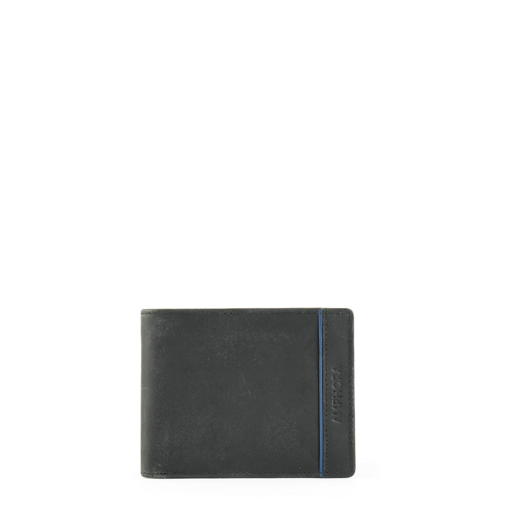 Galo Black Medium Flap Wallet