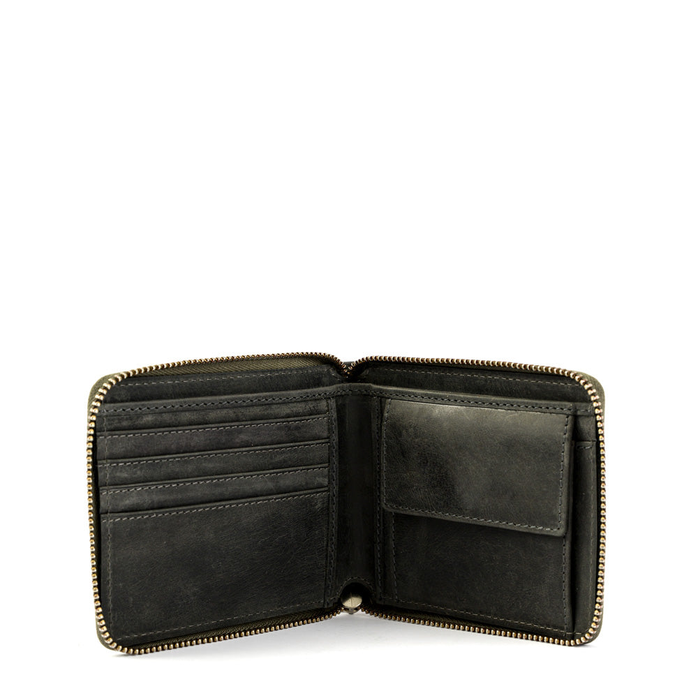 Dark gray alfonso medium zipper wallet