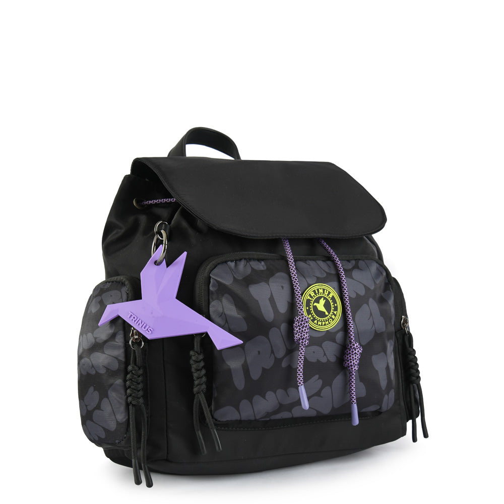 Backpack With Large Cover Parl Black