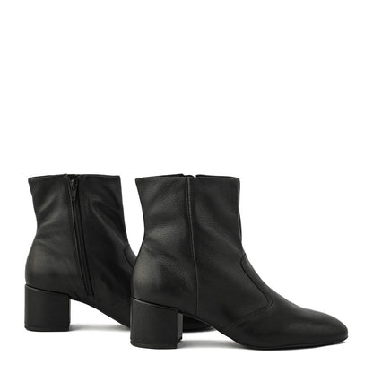 Black claudine heel ankle boot