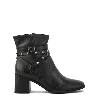 Elise black heel ankle boot