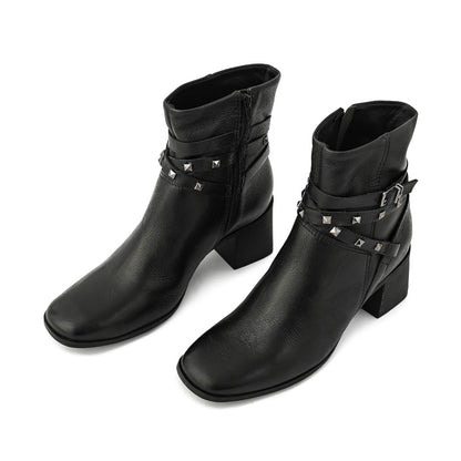 Elise black heel ankle boot